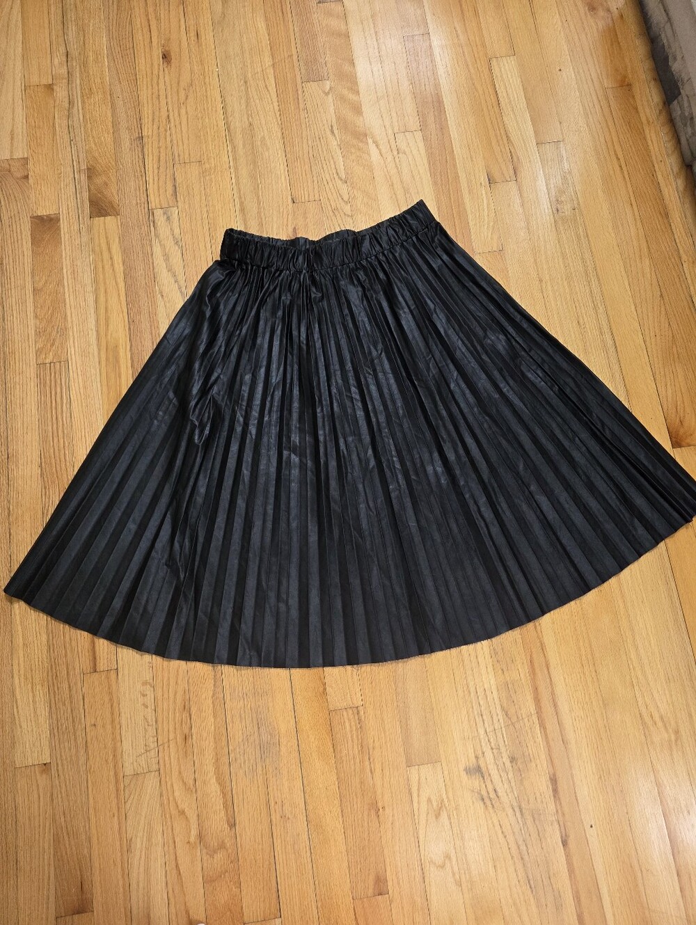Black Lane Bryant Faux Leather Pleated Accordion Long Midi Skirt 14/16 Academia